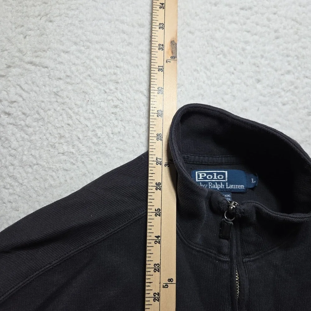 Vtg Polo Ralph Lauren 1/4 Zip Men's Size XL Black Thick 100% Cotton Sweater